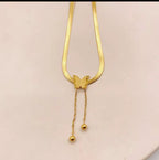 Gold Plated Butterfly Adjustable Necklace for Women | Stylish Korean Jewelry