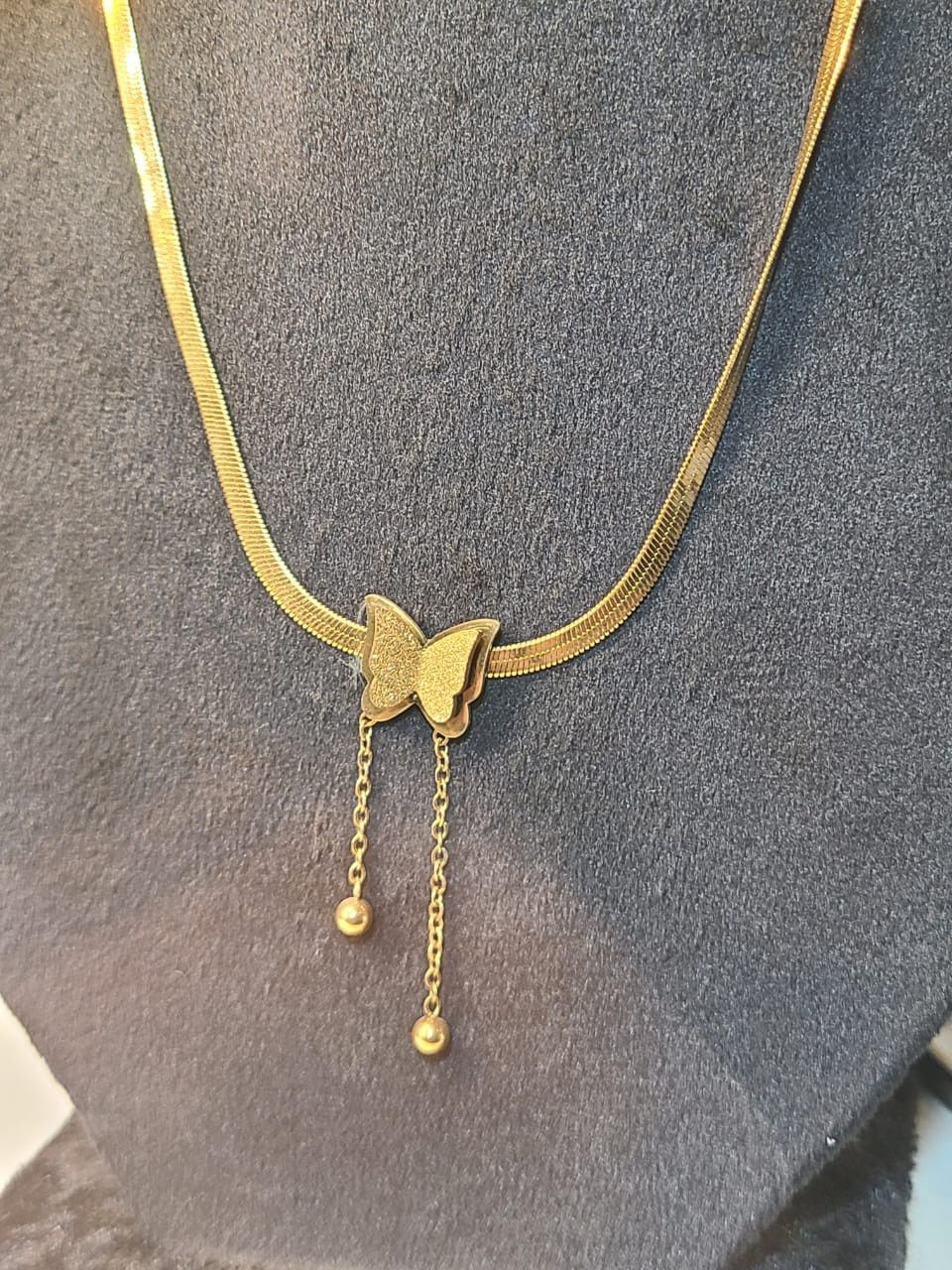 Gold Plated Butterfly Adjustable Necklace for Women | Stylish Korean Jewelry
