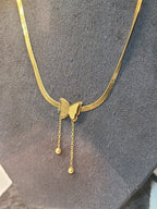 Gold Plated Butterfly Adjustable Necklace for Women | Stylish Korean Jewelry