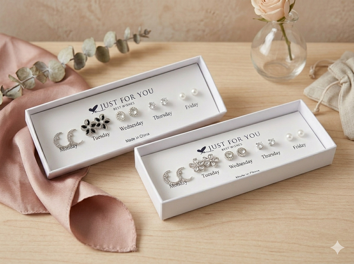 "Just For You" 5-Day Earring Bundle The Weekly Glow 5-Pair Luxury Earring Gift Set