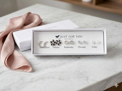 "Just For You" 5-Day Earring Bundle The Weekly Glow 5-Pair Luxury Earring Gift Set