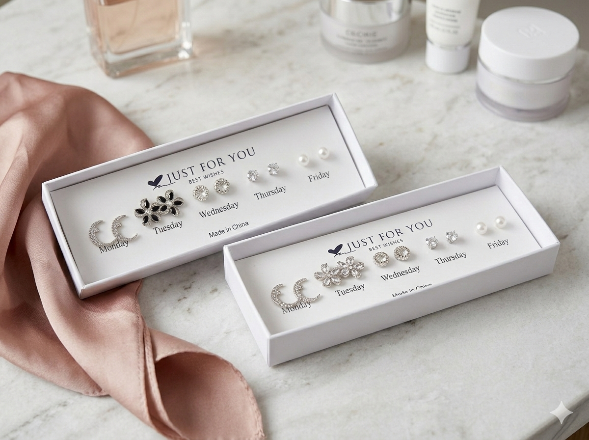 "Just For You" 5-Day Earring Bundle The Weekly Glow 5-Pair Luxury Earring Gift Set