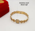 Luxury Cutwork Stainless Steel Bracelet – Crystal Detail Hand Cuff