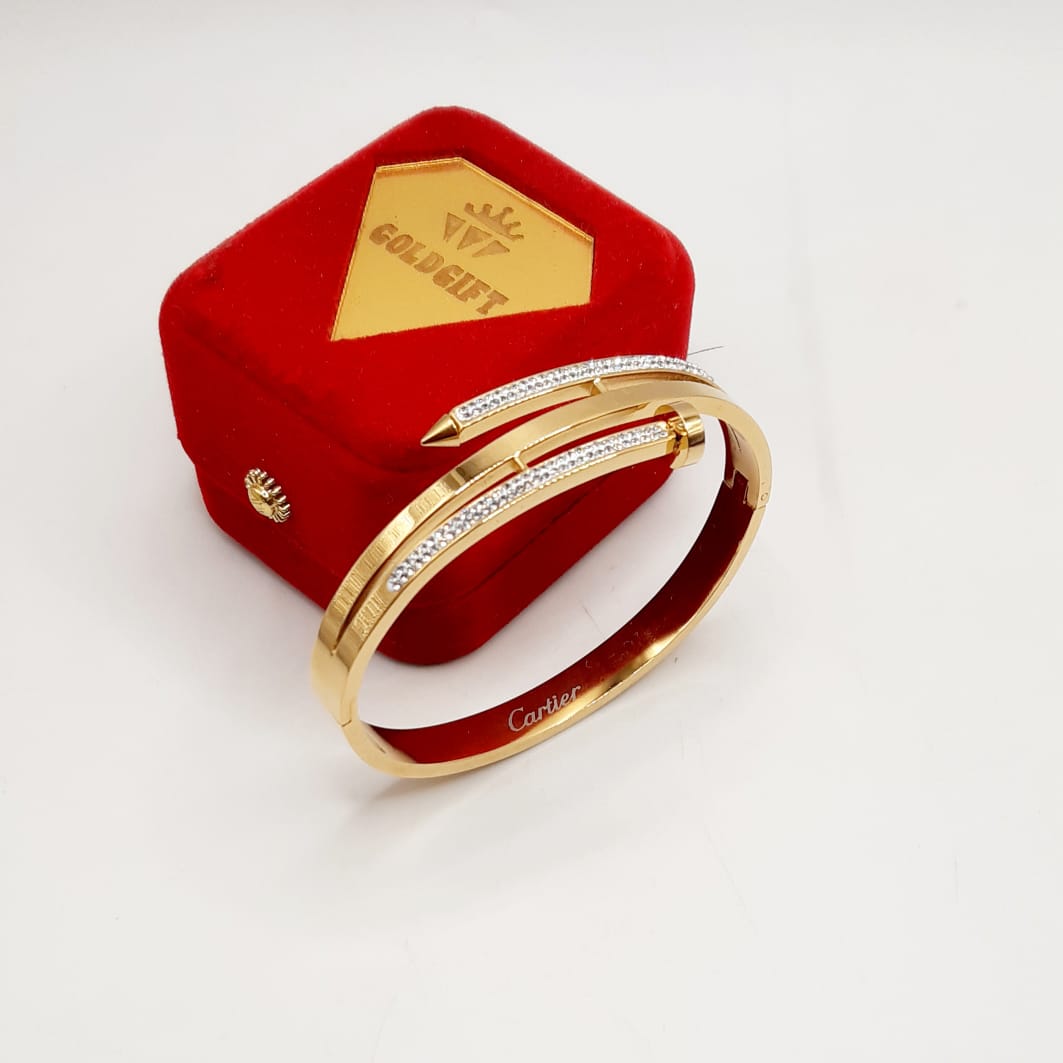 Crystal Nail Design Stainless Steel Bracelet – Luxury Hand Cuff