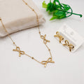 Golden Bow Necklace & Earrings Set for Women