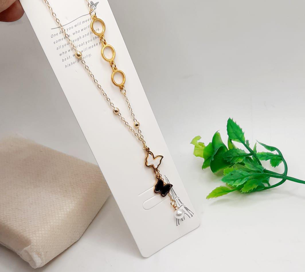 Elegant Butterfly Pearl Chain Necklace For Girls And Women