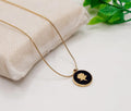 Gold Plated Black Rose Pendant Necklace For Women Elegant Minimal Jewelry
