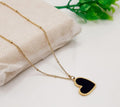 Elegant Golden Plated Black Enamel Heart Pendant Necklace – Minimalist Dainty Jewelry for Women