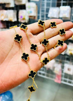Luxury Black Clover Gold Jewelry Set for Women – Necklace, Bracelet, Ring & Earrings