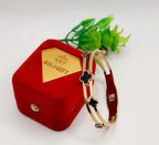 Gold Plated Clover Bracelet for Women – Luxury Stainless Steel Bangle with Black Enamel