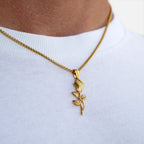 Elegant Gold Rose Pendant Necklace