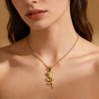 Elegant Gold Rose Pendant Necklace