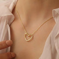 Luxury Gold Open Heart Necklace – Premium Stainless Steel Minimal Jewelry